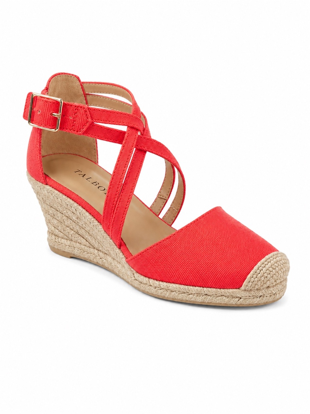 Talbots Lyndsay Strappy Espadrille Wedge Sandals Bright Papaya Red 10